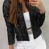 Sparkly Sequin Open Front Puff Sleeve Blazer Coat
