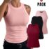 3-Pack Knit Round Neck Thick Strap Racerback Tank Tops(Without Pads)