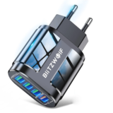 BlitzWolf® BK-385 48W 4 USB Ports QC 3.0 Fast Charger Wall Travel Charging EU Plug Adapter For iPhone 14 14 Plus 14 Pro