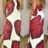 Plants Print Thick Strap Dress Casual Slim Fit Slit Maxi Dress with Pockets